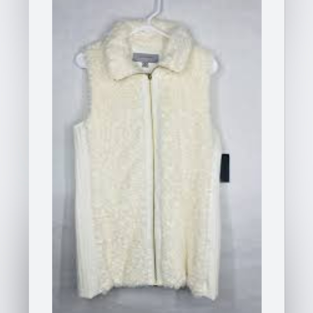 Marc New York Cream/Off White Faux Fur Vest